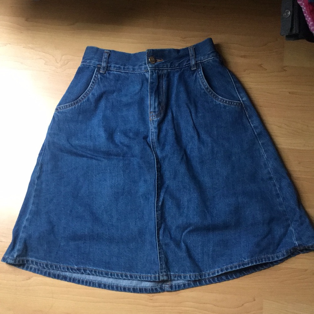 Midi length denim skirt